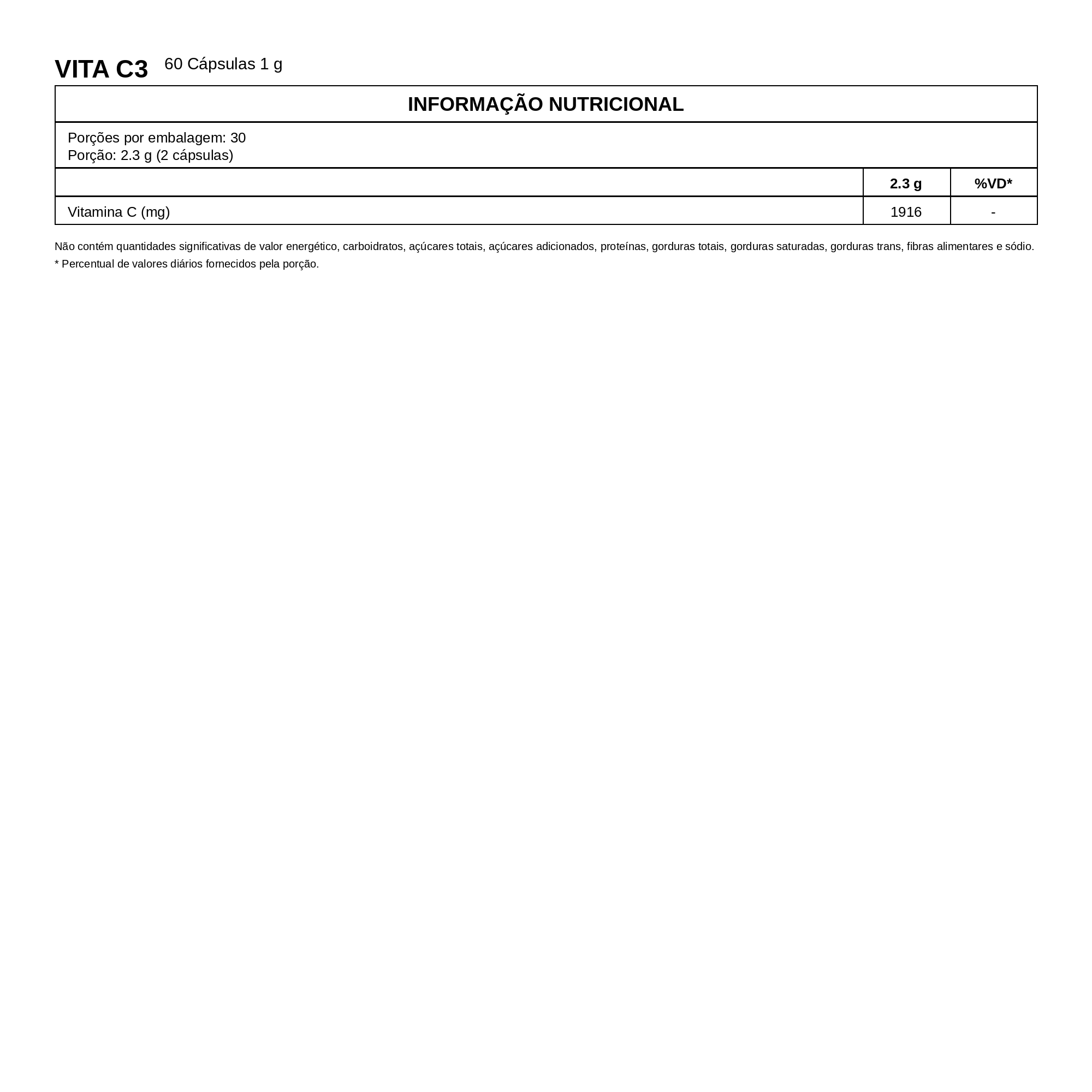 Vita C3 60 Cápsulas – Vitafor