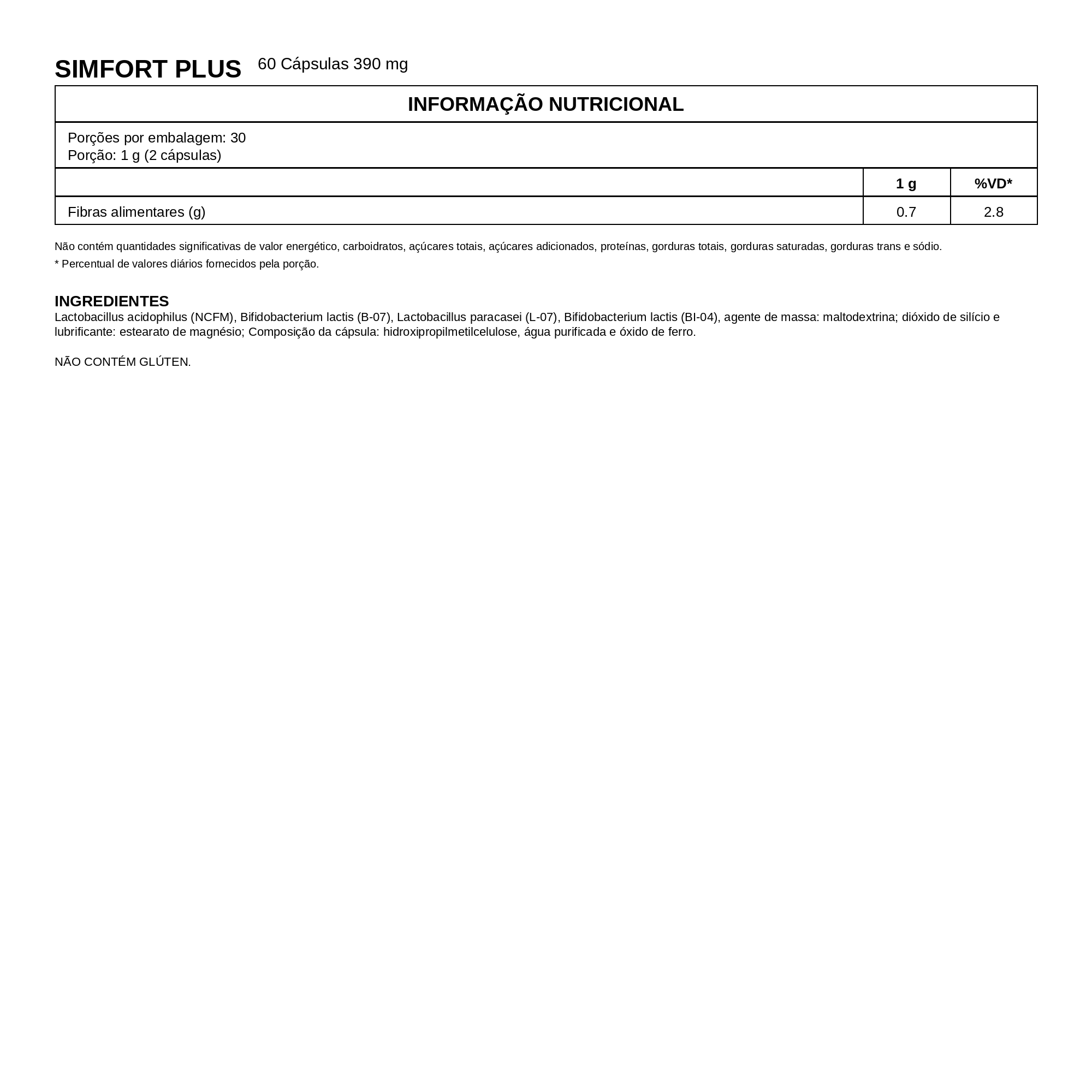 Simfort Plus 60 Cápsulas – Vitafor