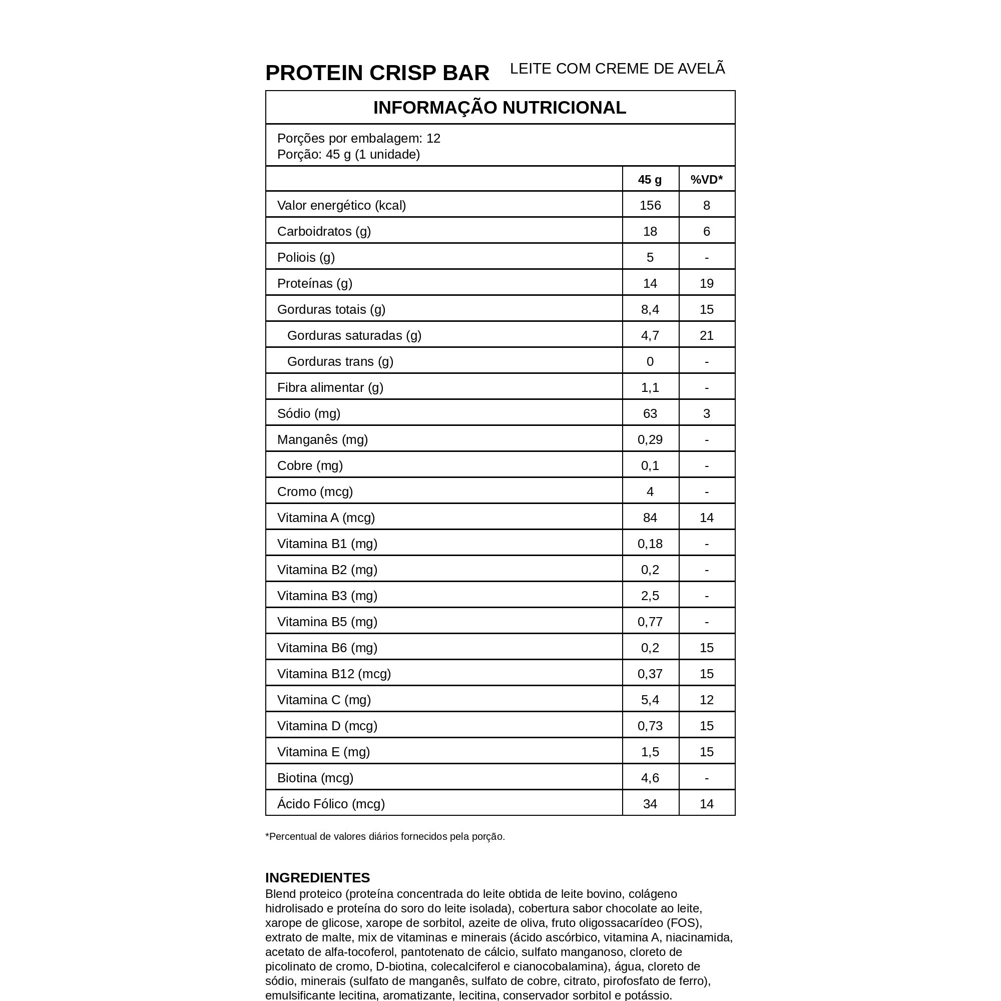 Protein Crisp Bar 12 und x 45g - Integral Medica