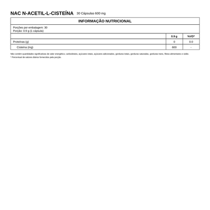 NAC 600mg 30 Cápsulas – Vitafor