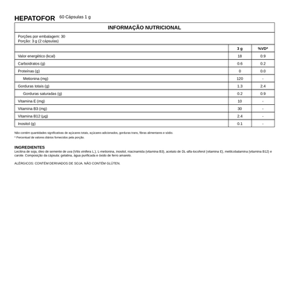Hepatofor 60 Cápsulas – Vitafor