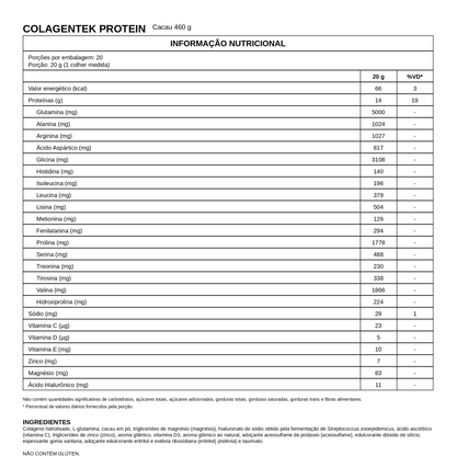 Colagentek Protein Sabor Cacau 460g – Vitafor