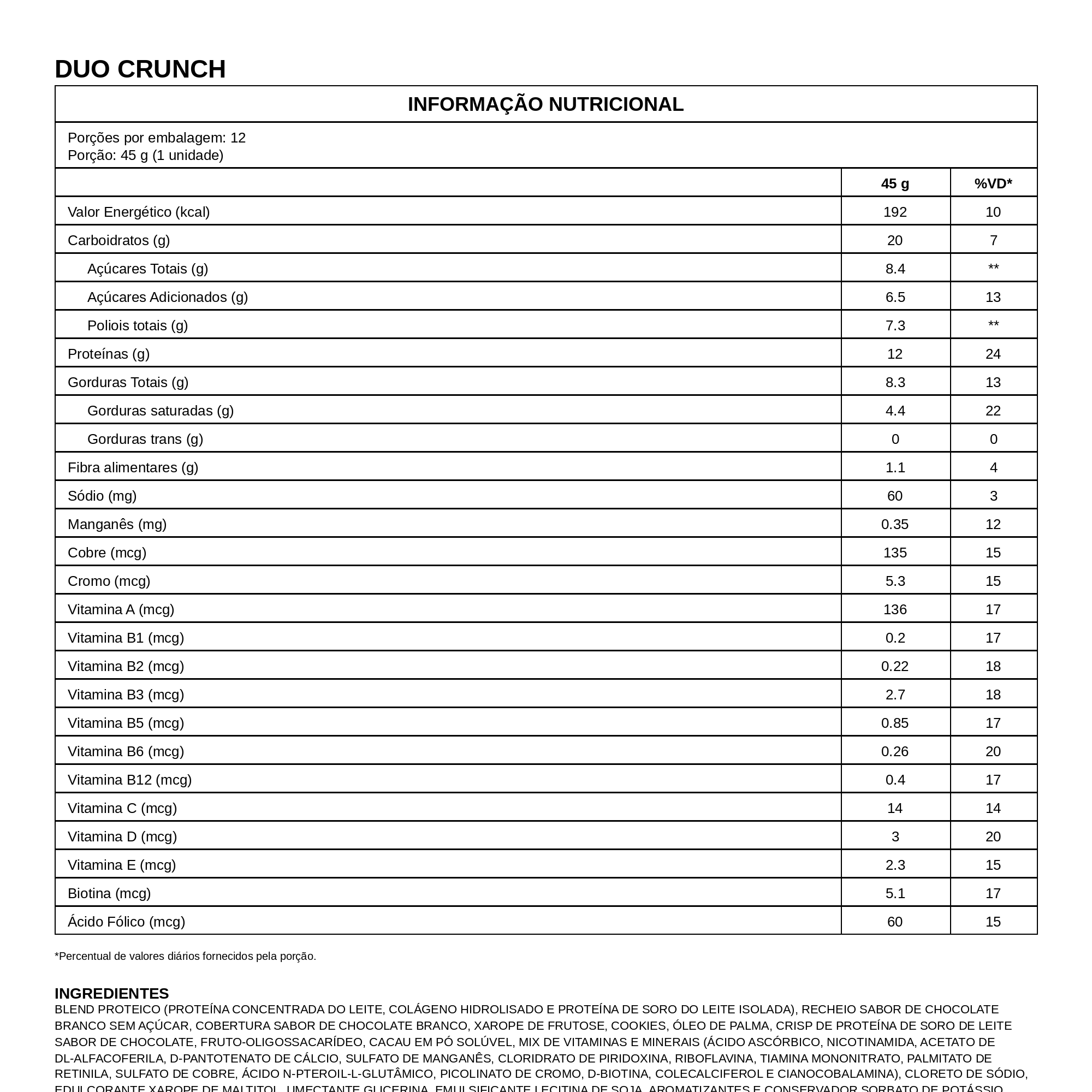 Protein Crisp Bar 12 und x 45g - Integral Medica