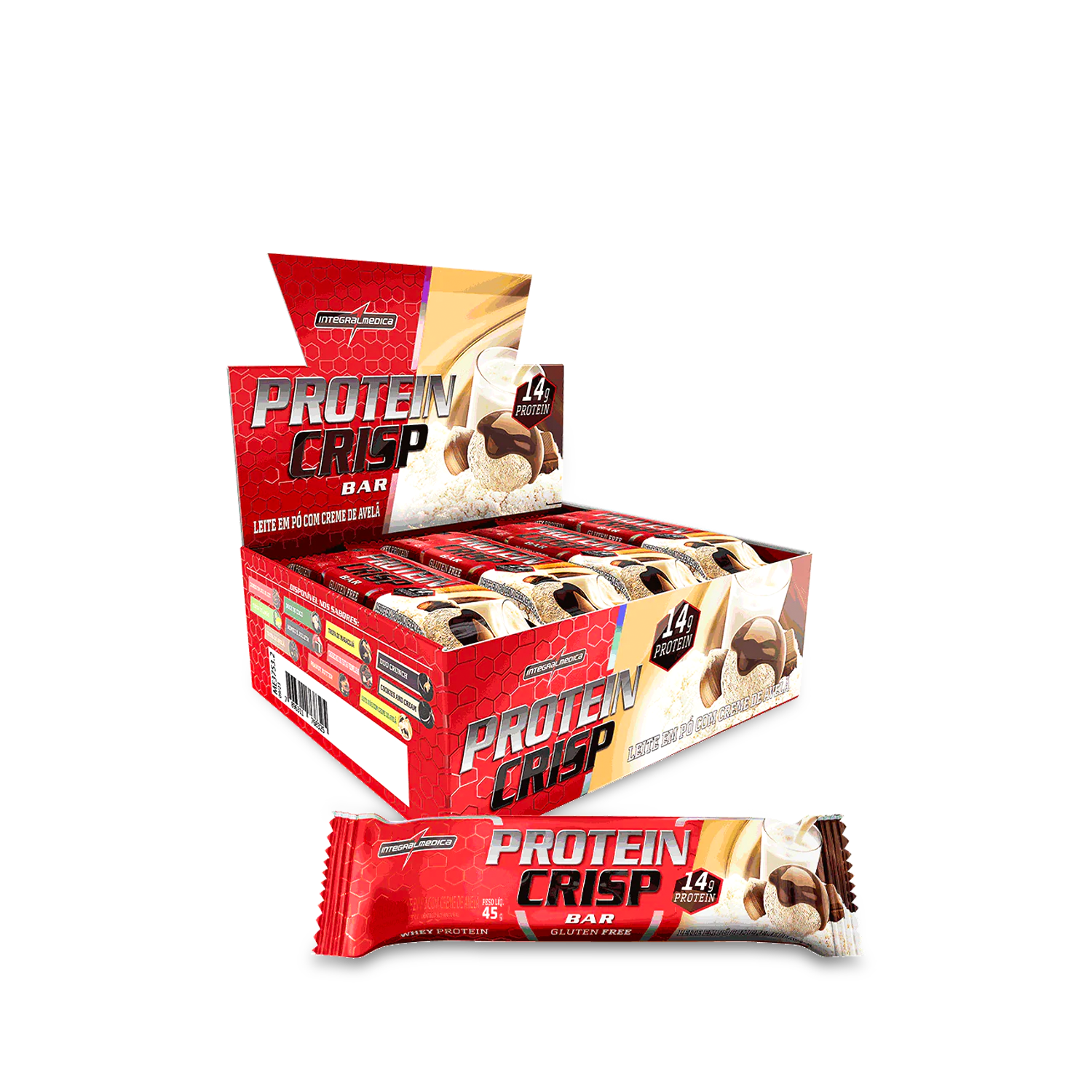 Protein Crisp Bar Leite com Creme de Avelã 12 und x 45g - Integral Medica