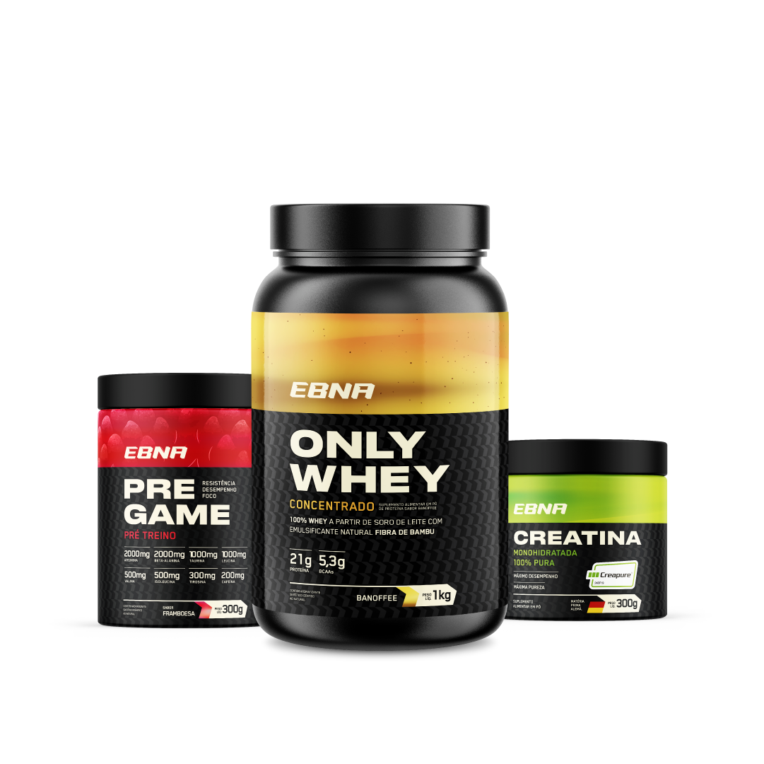 Kit Store - 4 un. Only Whey Concentrado 1kg + 4 un. Pre Game 300g + 4 un. Creatina 300g