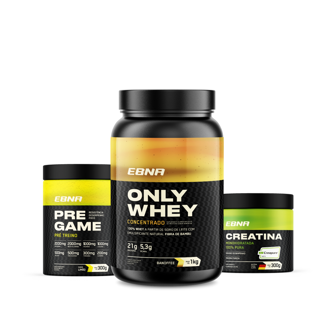 Kit Store - 4 un. Only Whey Concentrado 1kg + 4 un. Pre Game 300g + 4 un. Creatina 300g