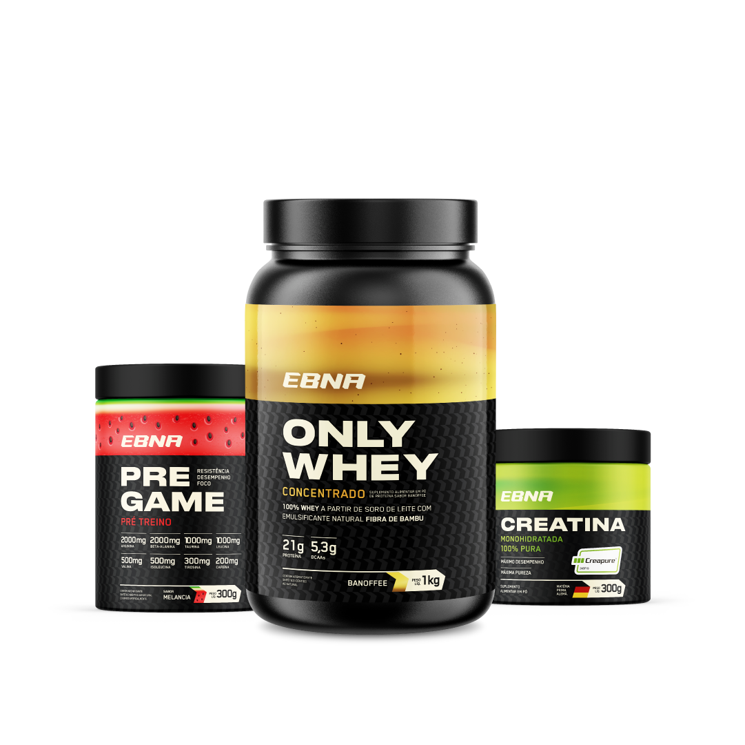 Kit Store - 4 un. Only Whey Concentrado 1kg + 4 un. Pre Game 300g + 4 un. Creatina 300g