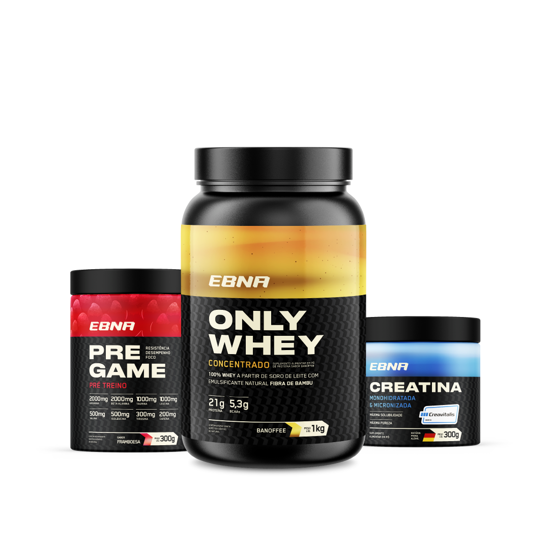 Kit Store - 4 un. Only Whey Concentrado 1kg + 4 un. Pre Game 300g + 4 un. Creatina 300g