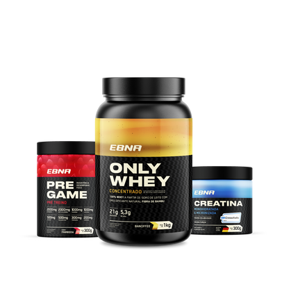 Kit Store - 4 un. Only Whey Concentrado 1kg + 4 un. Pre Game 300g + 4 un. Creatina 300g