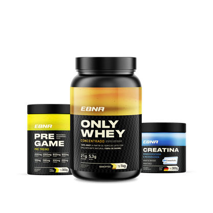 Kit Store - 4 un. Only Whey Concentrado 1kg + 4 un. Pre Game 300g + 4 un. Creatina 300g