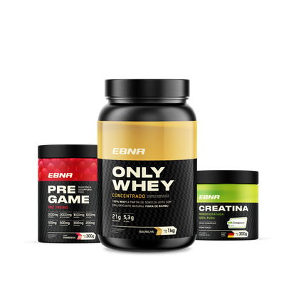 Kit Store - 4 un. Only Whey Concentrado 1kg + 4 un. Pre Game 300g + 4 un. Creatina 300g