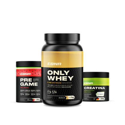 Kit Store - 4 un. Only Whey Concentrado 1kg + 4 un. Pre Game 300g + 4 un. Creatina 300g