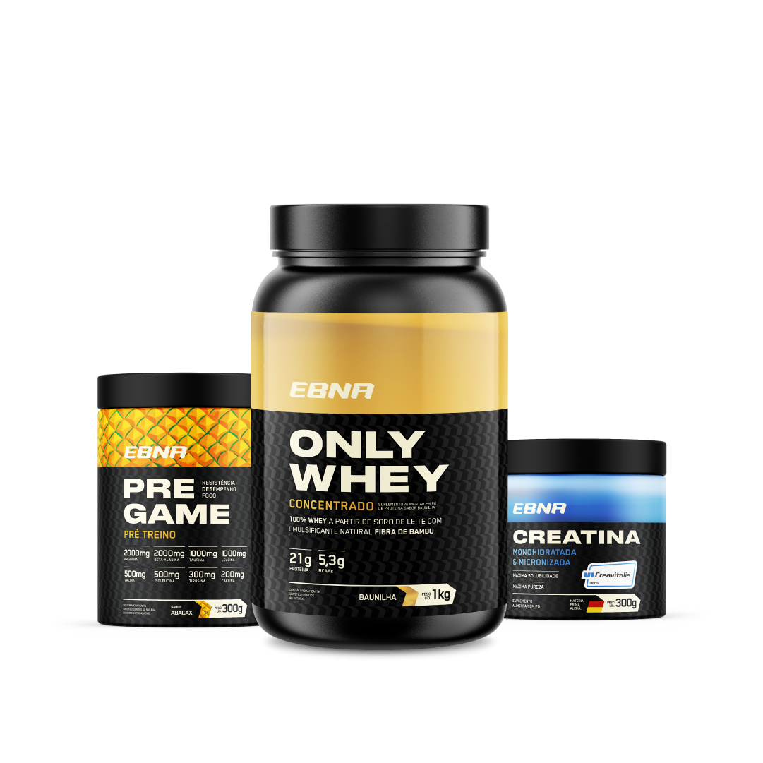 Kit Store - 4 un. Only Whey Concentrado 1kg + 4 un. Pre Game 300g + 4 un. Creatina 300g