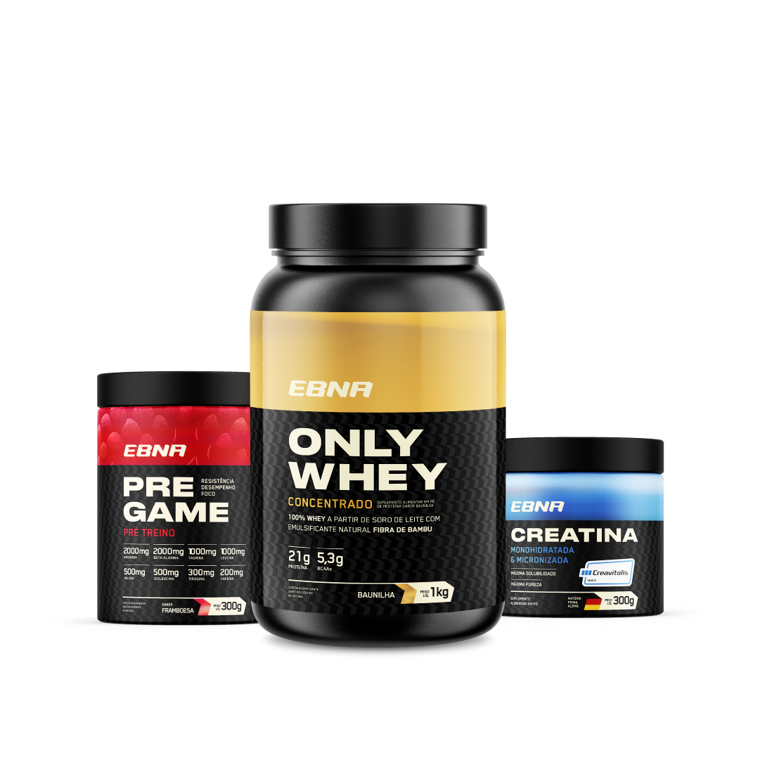 Kit Store - 4 un. Only Whey Concentrado 1kg + 4 un. Pre Game 300g + 4 un. Creatina 300g