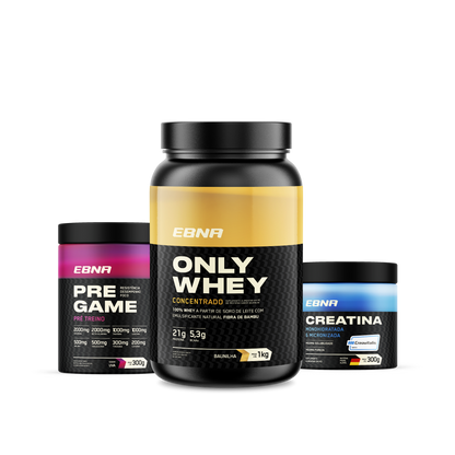 Kit Store - 4 un. Only Whey Concentrado 1kg + 4 un. Pre Game 300g + 4 un. Creatina 300g