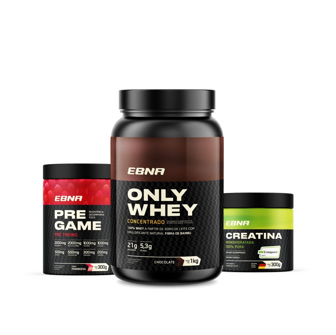 Kit Store - 4 un. Only Whey Concentrado 1kg + 4 un. Pre Game 300g + 4 un. Creatina 300g