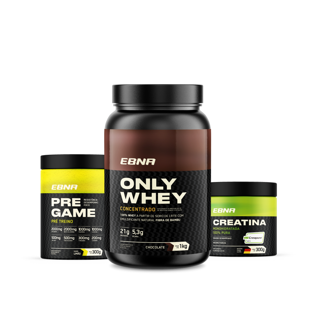 Kit Store - 4 un. Only Whey Concentrado 1kg + 4 un. Pre Game 300g + 4 un. Creatina 300g