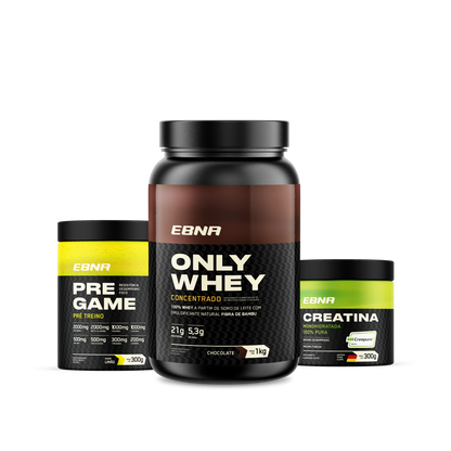 Kit Store - 4 un. Only Whey Concentrado 1kg + 4 un. Pre Game 300g + 4 un. Creatina 300g