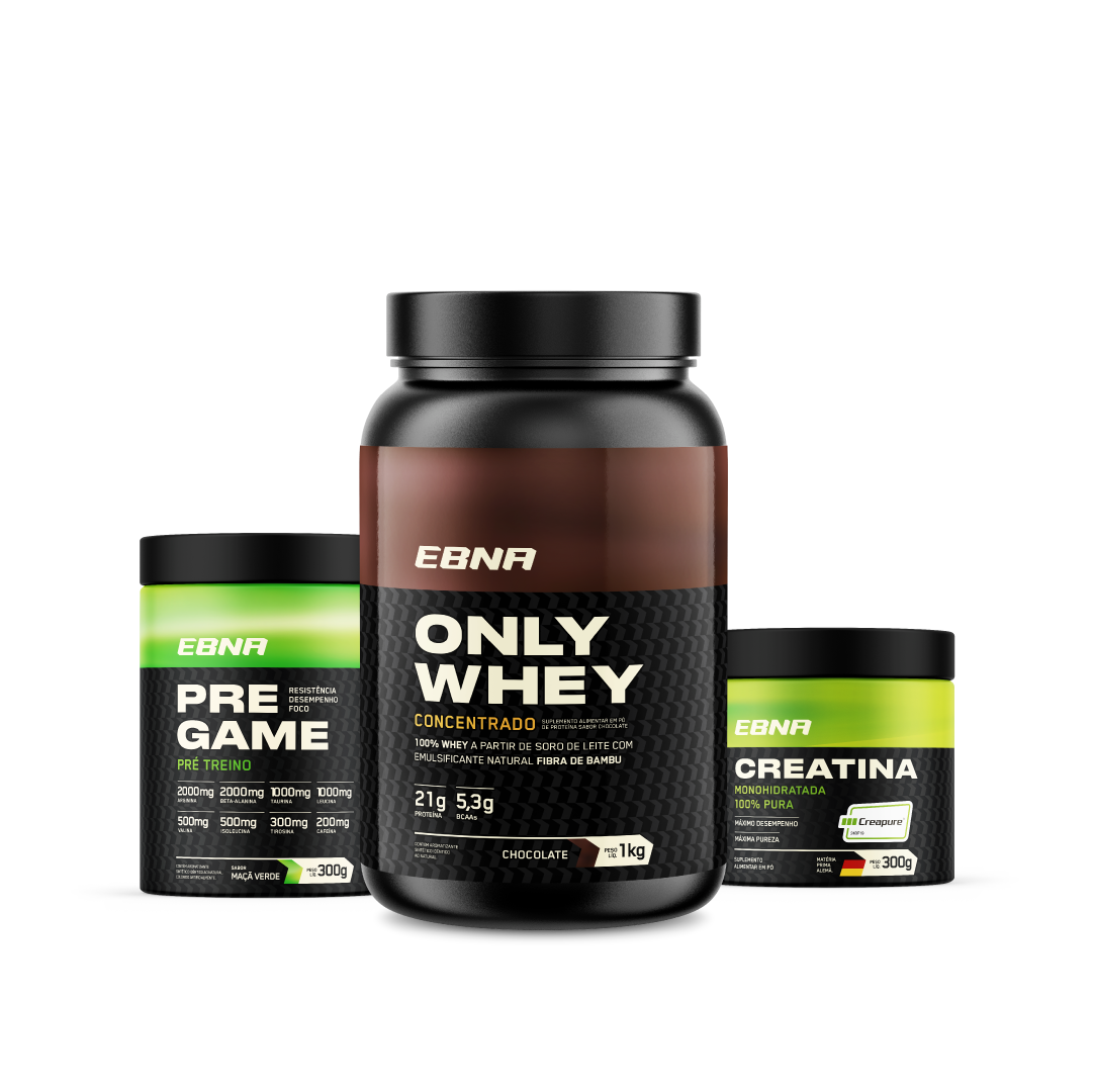 Kit Store - 4 un. Only Whey Concentrado 1kg + 4 un. Pre Game 300g + 4 un. Creatina 300g