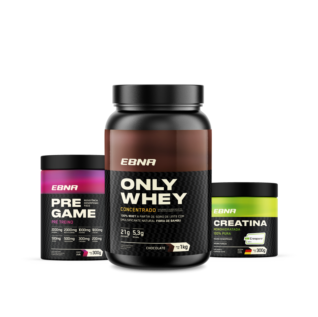 Kit Store - 4 un. Only Whey Concentrado 1kg + 4 un. Pre Game 300g + 4 un. Creatina 300g