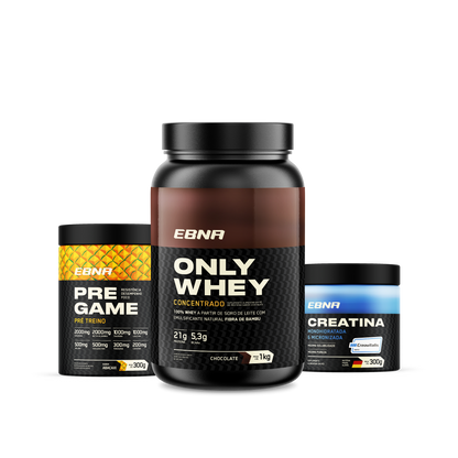 Kit Store - 4 un. Only Whey Concentrado 1kg + 4 un. Pre Game 300g + 4 un. Creatina 300g