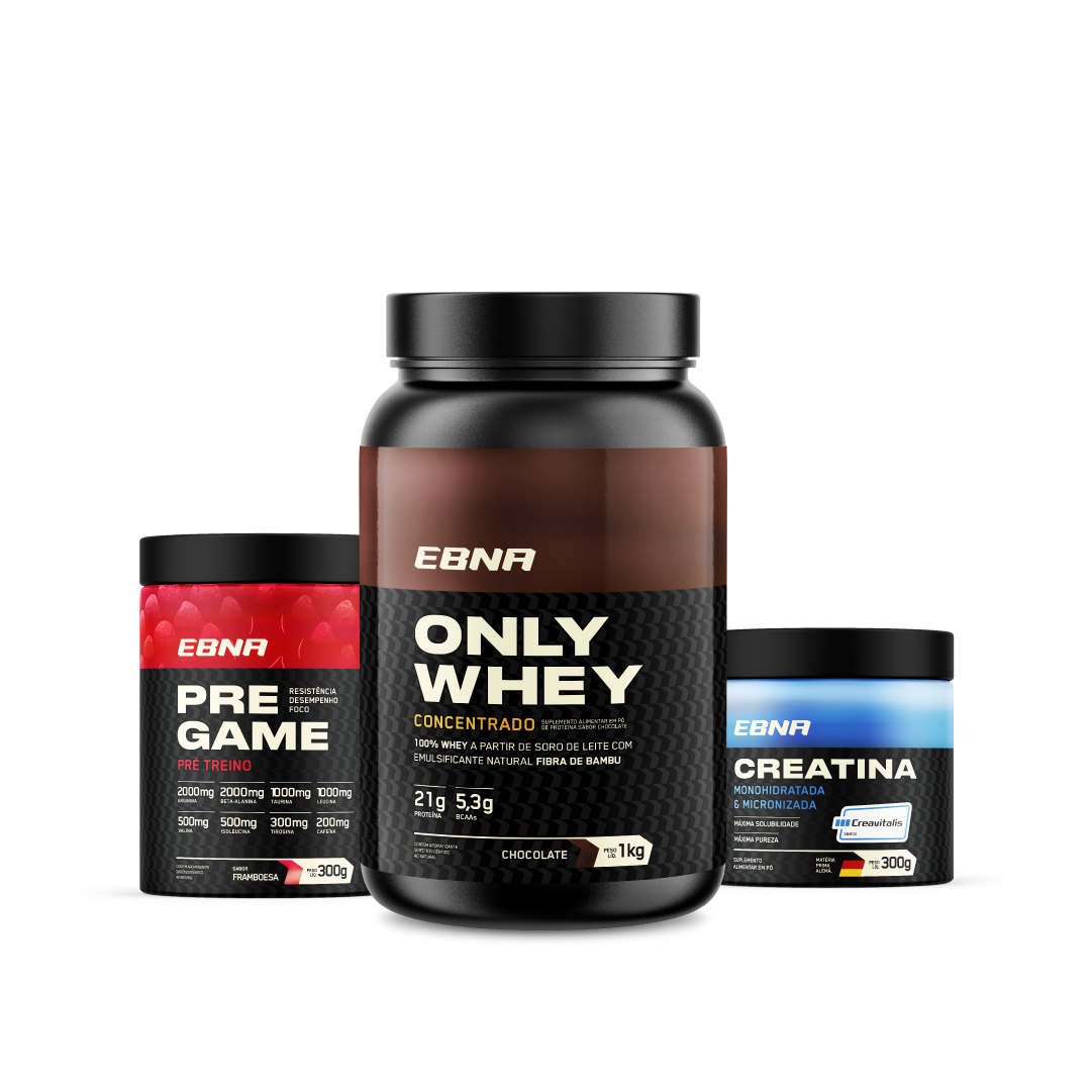 Kit Store - 4 un. Only Whey Concentrado 1kg + 4 un. Pre Game 300g + 4 un. Creatina 300g