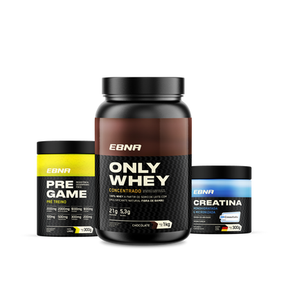 Kit Store - 4 un. Only Whey Concentrado 1kg + 4 un. Pre Game 300g + 4 un. Creatina 300g