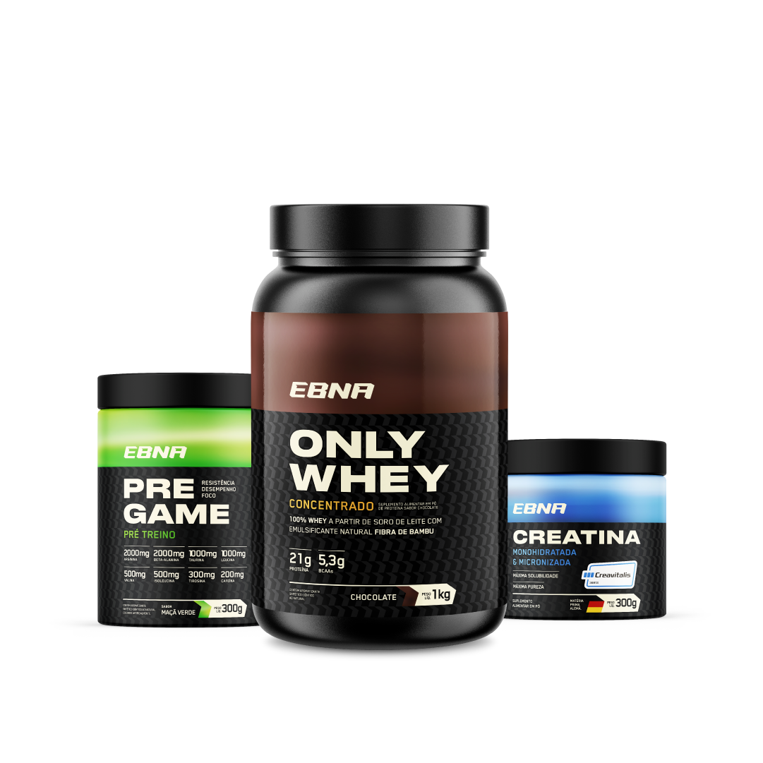 Kit Store - 4 un. Only Whey Concentrado 1kg + 4 un. Pre Game 300g + 4 un. Creatina 300g