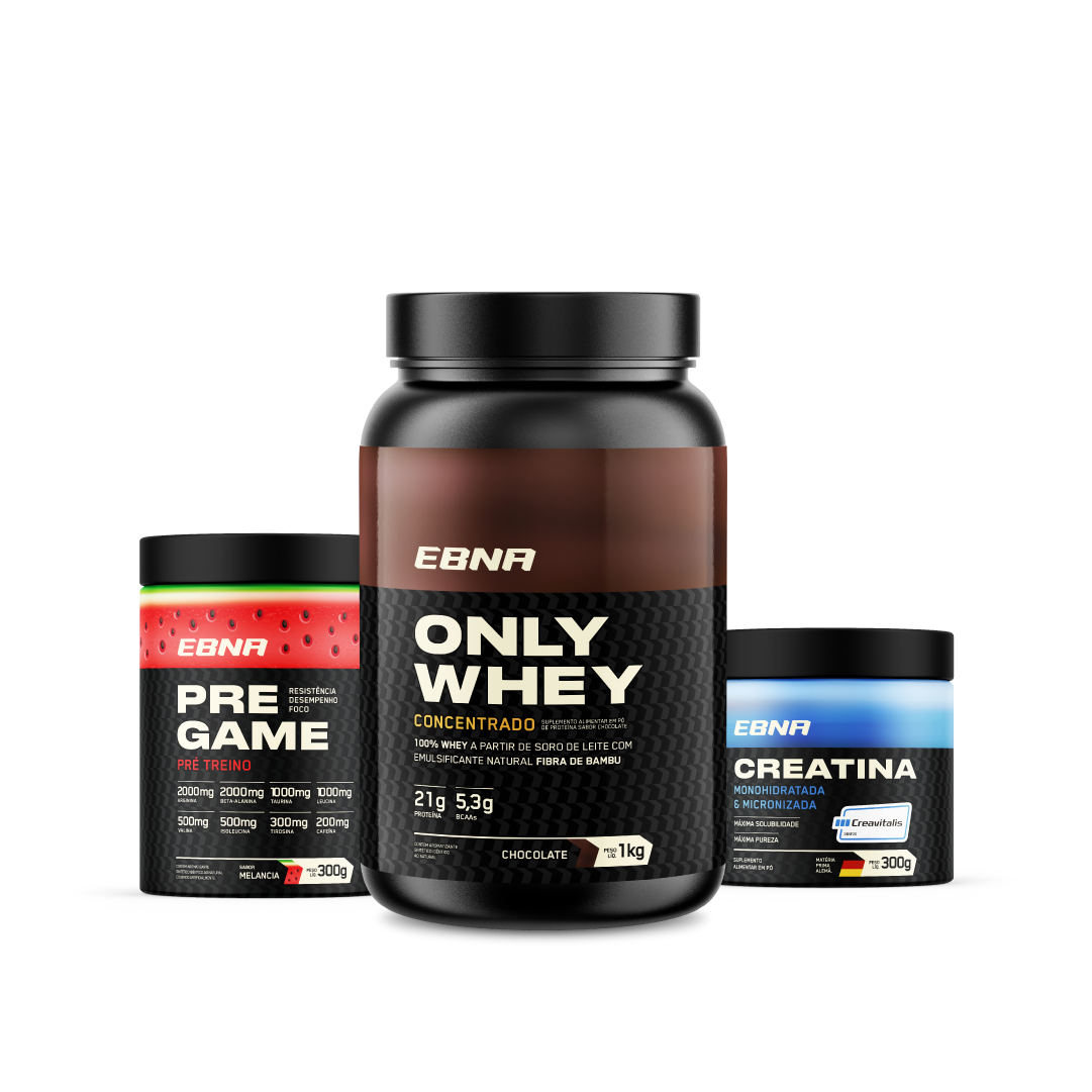 Kit Store - 4 un. Only Whey Concentrado 1kg + 4 un. Pre Game 300g + 4 un. Creatina 300g