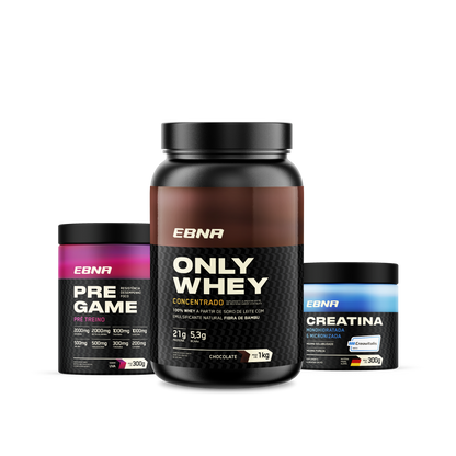 Kit Store - 4 un. Only Whey Concentrado 1kg + 4 un. Pre Game 300g + 4 un. Creatina 300g