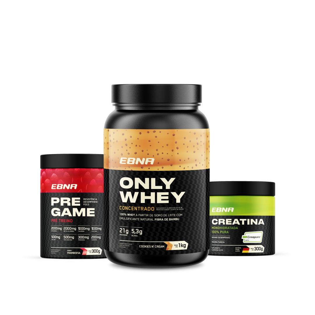 Kit Store - 4 un. Only Whey Concentrado 1kg + 4 un. Pre Game 300g + 4 un. Creatina 300g