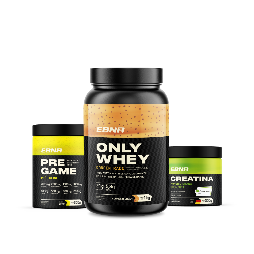 Kit Store - 4 un. Only Whey Concentrado 1kg + 4 un. Pre Game 300g + 4 un. Creatina 300g