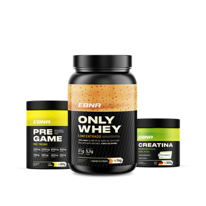 Kit Store - 4 un. Only Whey Concentrado 1kg + 4 un. Pre Game 300g + 4 un. Creatina 300g