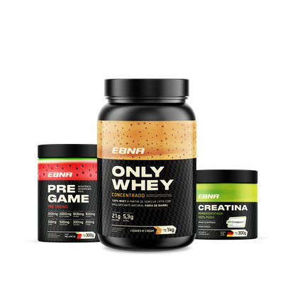 Kit Store - 4 un. Only Whey Concentrado 1kg + 4 un. Pre Game 300g + 4 un. Creatina 300g