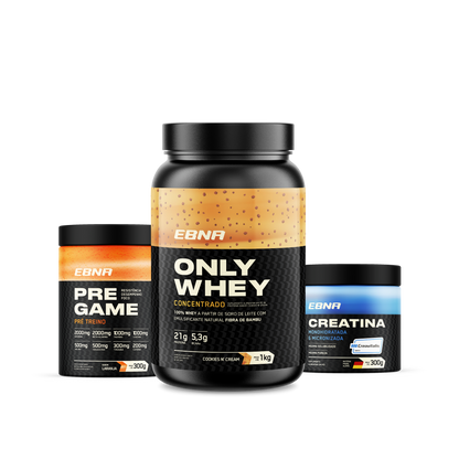 Kit Store - 4 un. Only Whey Concentrado 1kg + 4 un. Pre Game 300g + 4 un. Creatina 300g