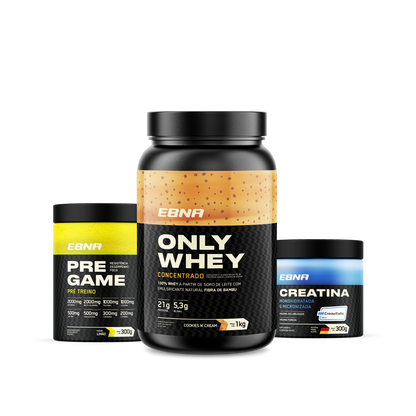 Kit Store - 4 un. Only Whey Concentrado 1kg + 4 un. Pre Game 300g + 4 un. Creatina 300g