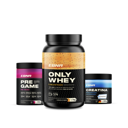 Kit Store - 4 un. Only Whey Concentrado 1kg + 4 un. Pre Game 300g + 4 un. Creatina 300g