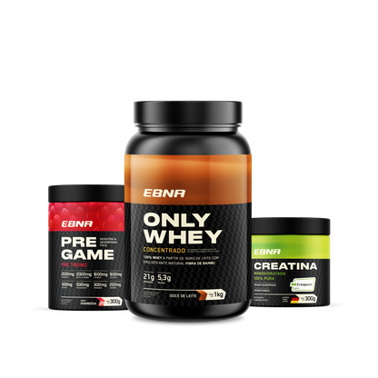 Kit Store - 4 un. Only Whey Concentrado 1kg + 4 un. Pre Game 300g + 4 un. Creatina 300g