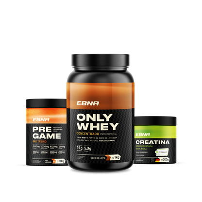 Kit Store - 4 un. Only Whey Concentrado 1kg + 4 un. Pre Game 300g + 4 un. Creatina 300g