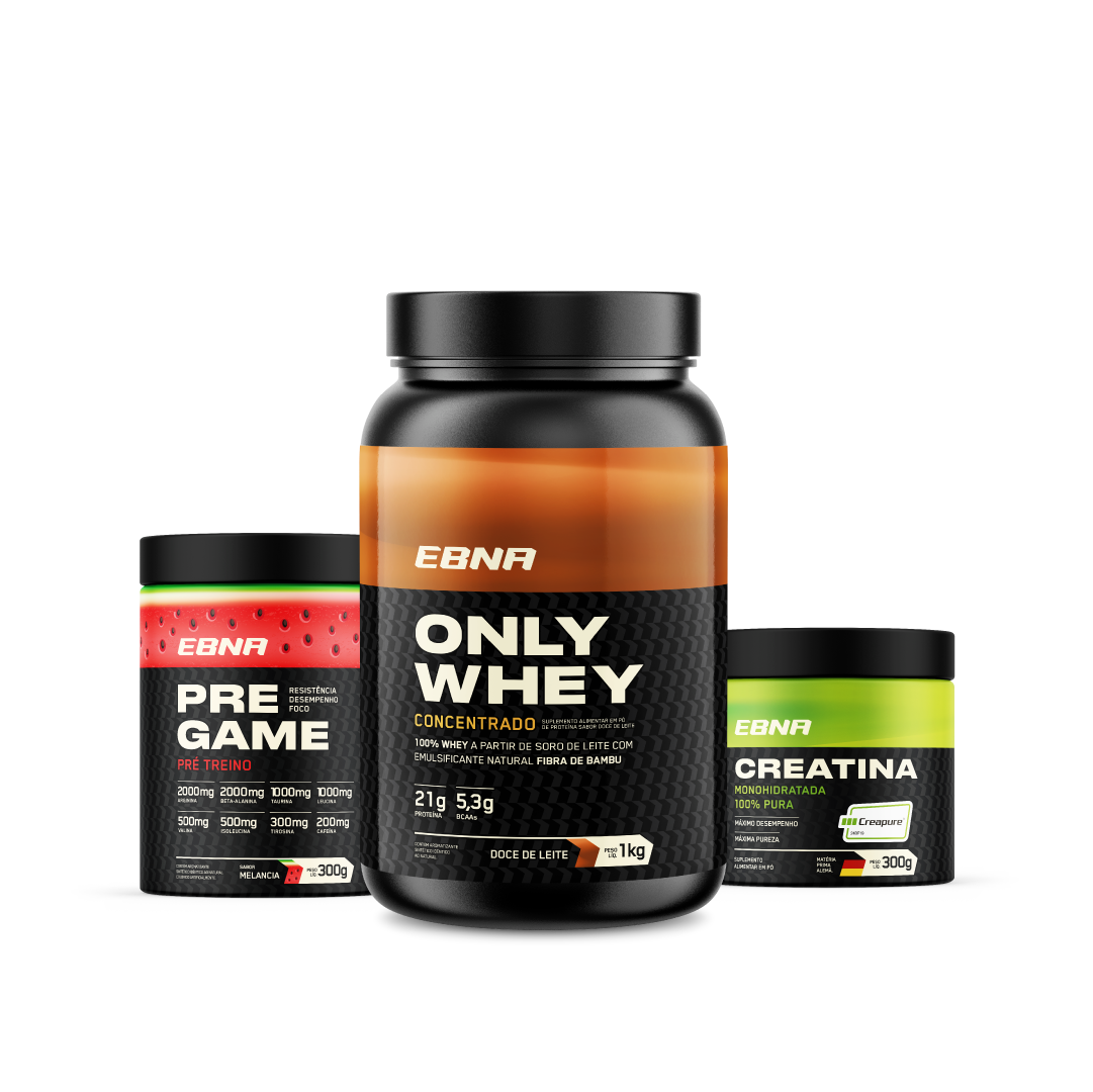 Kit Store - 4 un. Only Whey Concentrado 1kg + 4 un. Pre Game 300g + 4 un. Creatina 300g