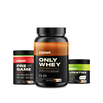 Kit Store - 4 un. Only Whey Concentrado 1kg + 4 un. Pre Game 300g + 4 un. Creatina 300g