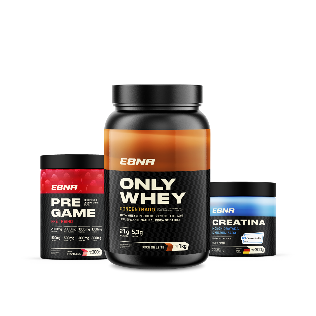 Kit Store - 4 un. Only Whey Concentrado 1kg + 4 un. Pre Game 300g + 4 un. Creatina 300g