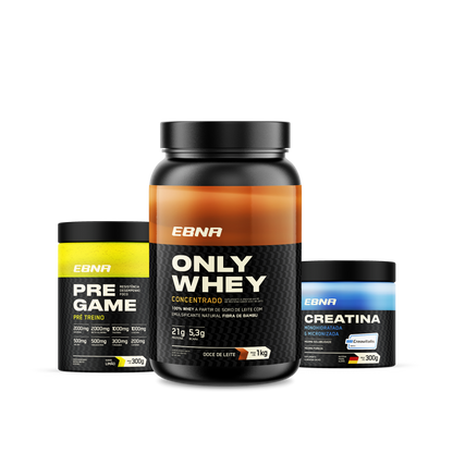 Kit Store - 4 un. Only Whey Concentrado 1kg + 4 un. Pre Game 300g + 4 un. Creatina 300g