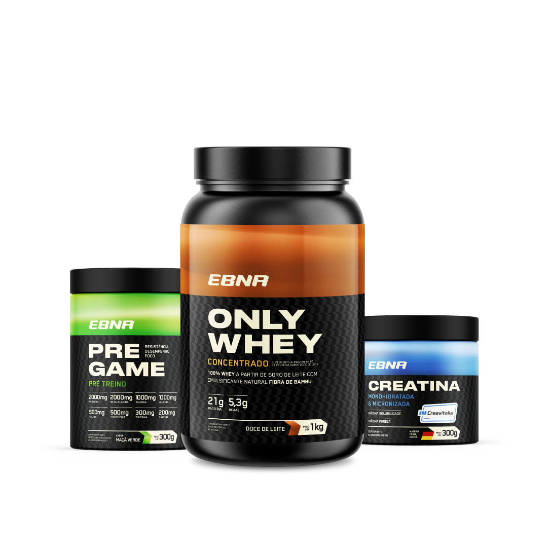 Kit Store - 4 un. Only Whey Concentrado 1kg + 4 un. Pre Game 300g + 4 un. Creatina 300g