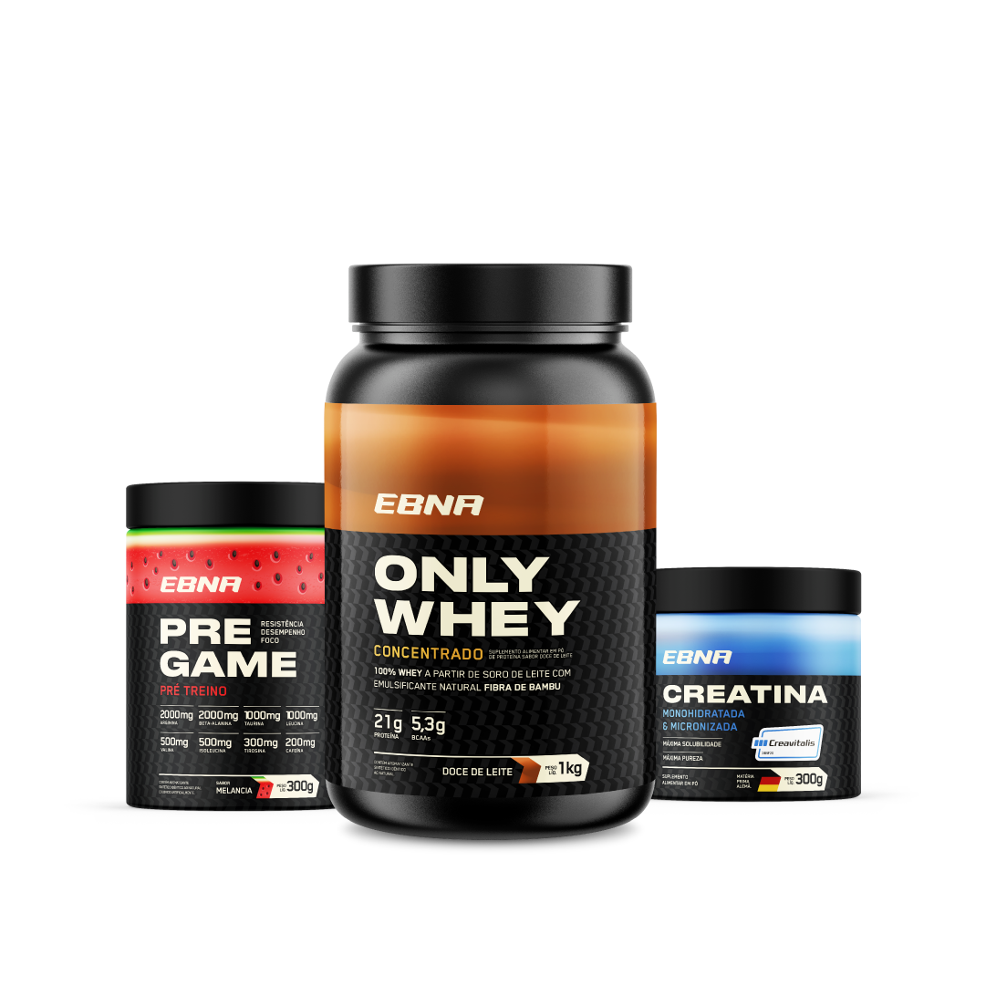 Kit Store - 4 un. Only Whey Concentrado 1kg + 4 un. Pre Game 300g + 4 un. Creatina 300g