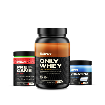 Kit Store - 4 un. Only Whey Concentrado 1kg + 4 un. Pre Game 300g + 4 un. Creatina 300g