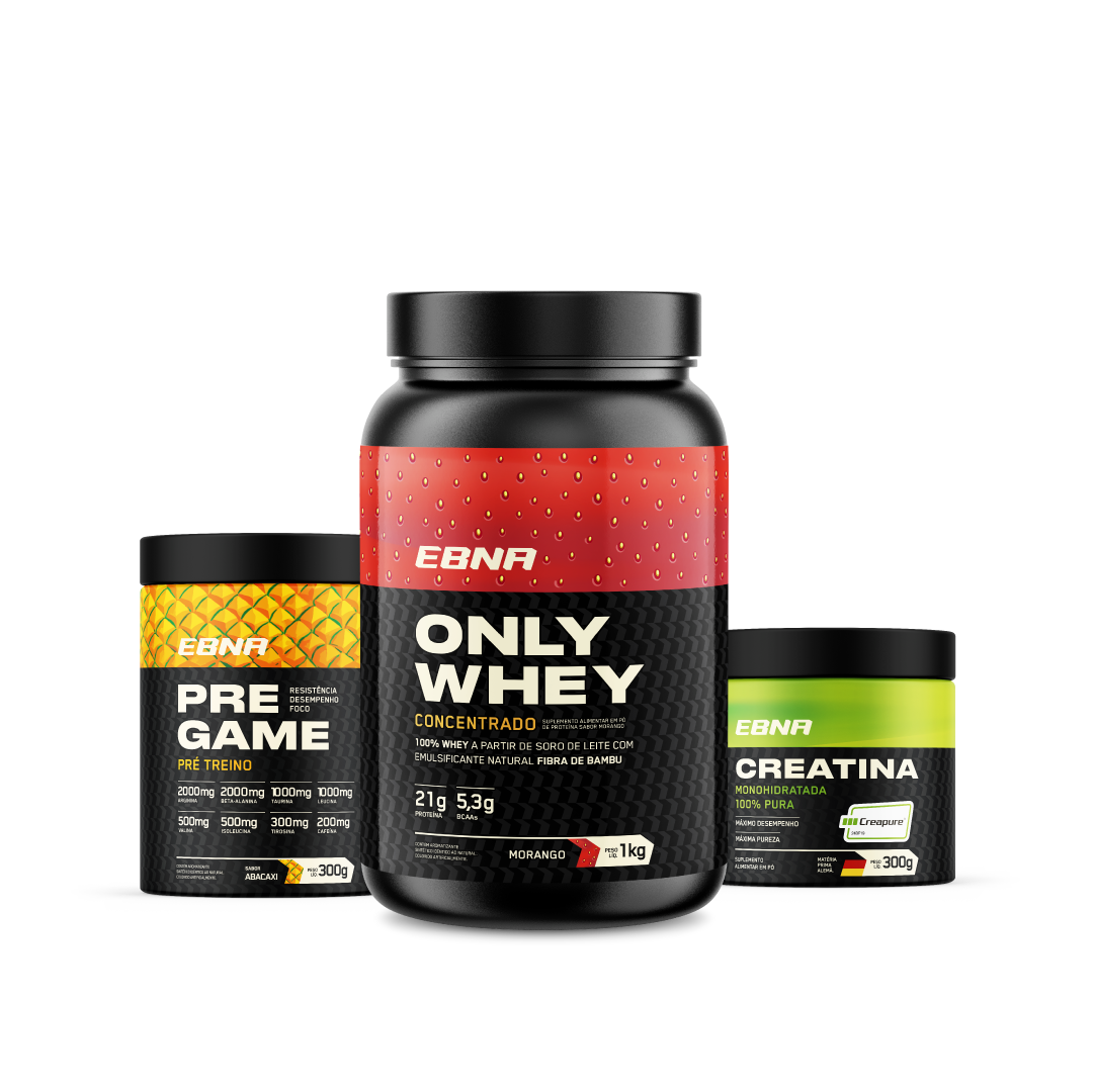 Kit Store - 4 un. Only Whey Concentrado 1kg + 4 un. Pre Game 300g + 4 un. Creatina 300g