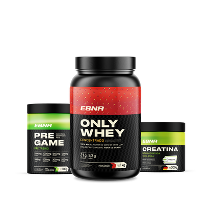 Kit Store - 4 un. Only Whey Concentrado 1kg + 4 un. Pre Game 300g + 4 un. Creatina 300g