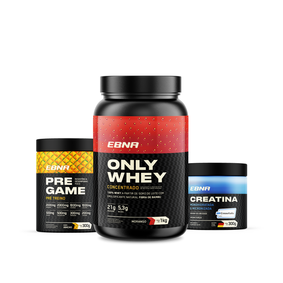 Kit Store - 4 un. Only Whey Concentrado 1kg + 4 un. Pre Game 300g + 4 un. Creatina 300g