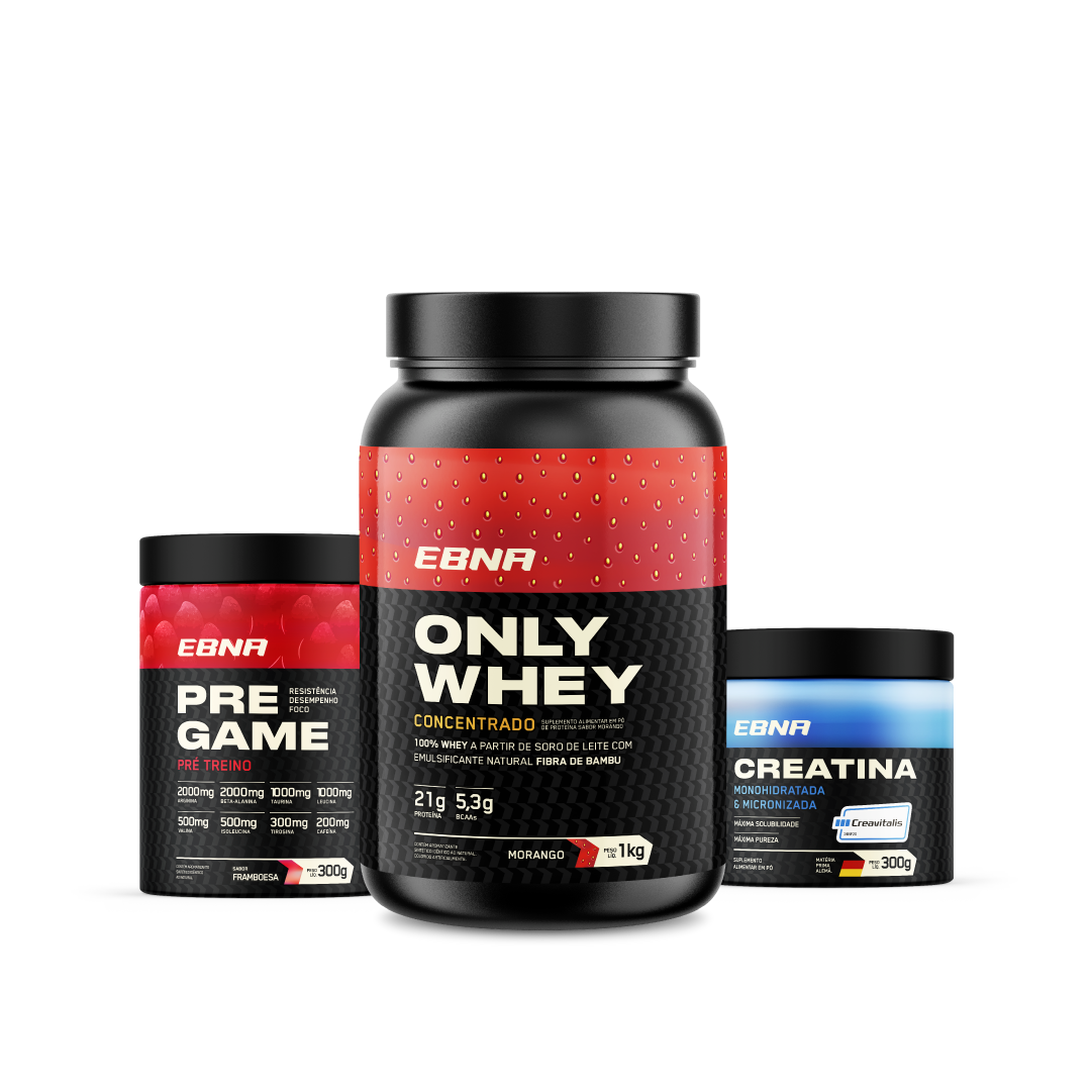 Kit Store - 4 un. Only Whey Concentrado 1kg + 4 un. Pre Game 300g + 4 un. Creatina 300g